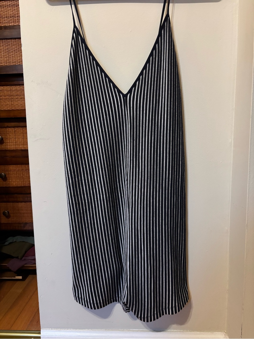 Navy Blue & White Striped Romper